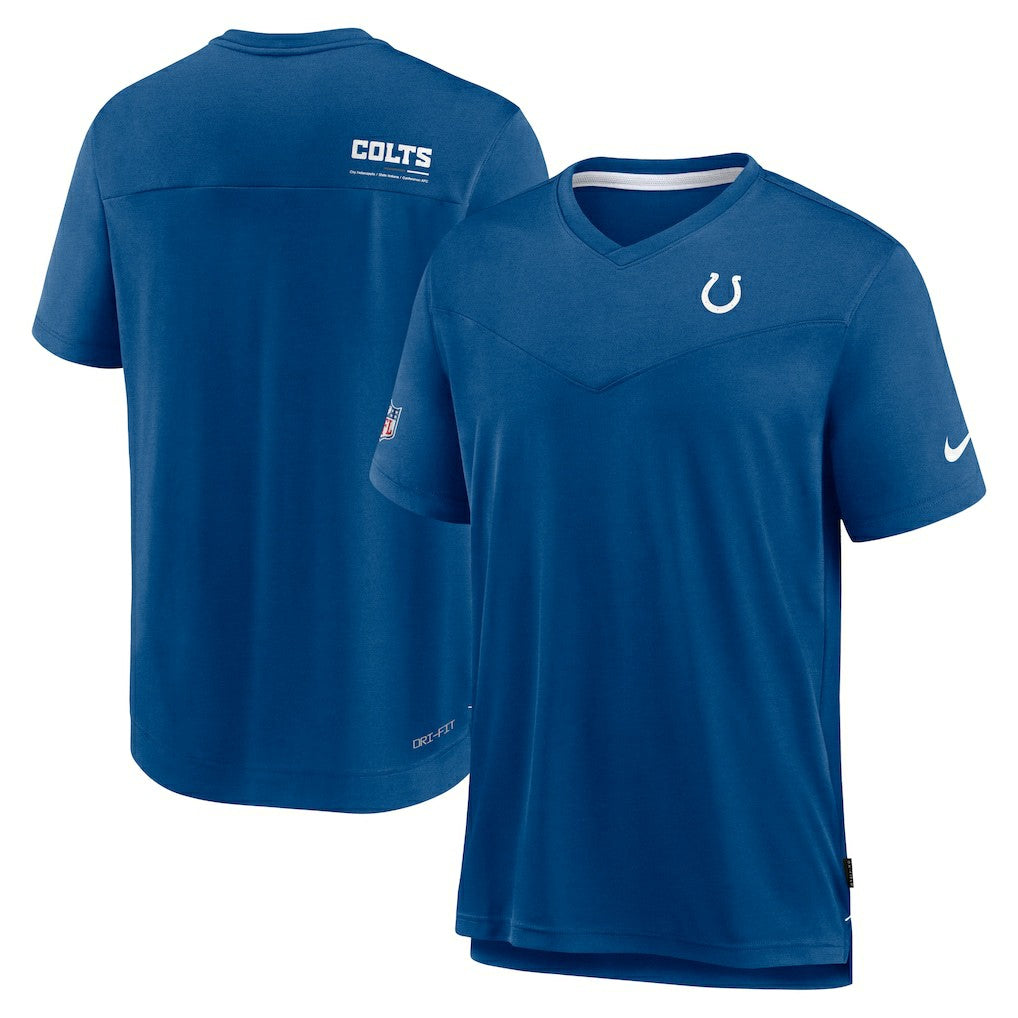 Sideline Coach Chevron Lock Up Logo V-Neck Performance T-Shirt - Indianapolis Colts