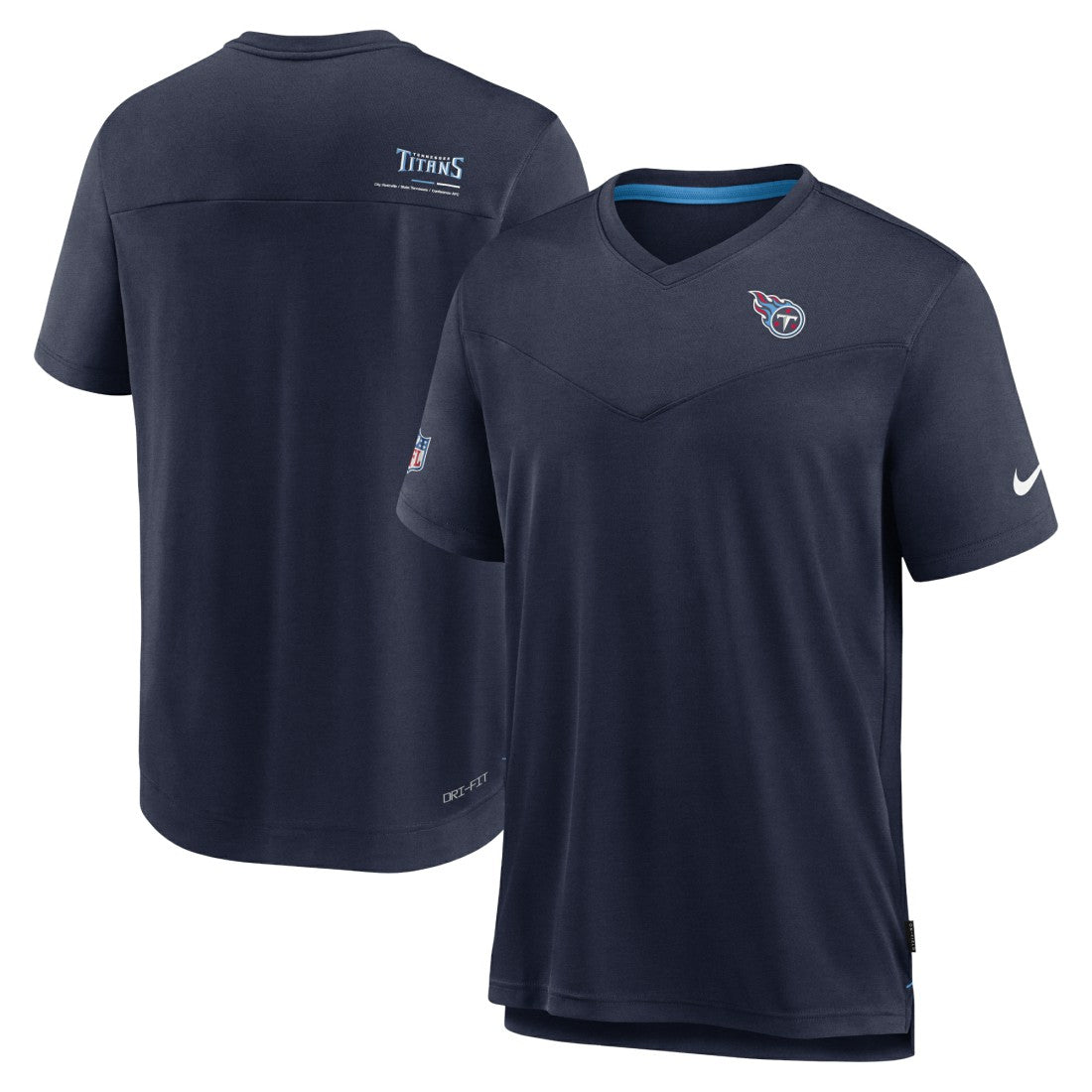 Sideline Coach Chevron Lock Up Logo V-Neck Performance T-Shirt - Tennessee Titans