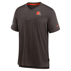 Sideline Coach Chevron Lock Up Logo V-Neck Performance T-Shirt - Cleveland Browns