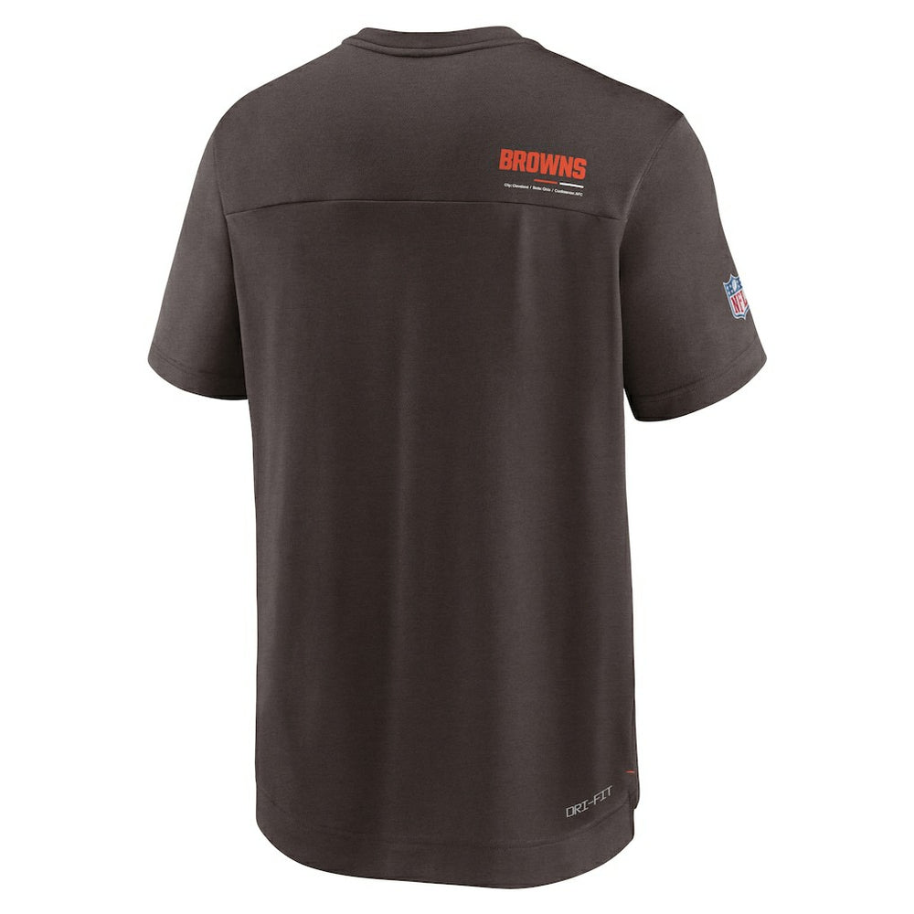 Sideline Coach Chevron Lock Up Logo V-Neck Performance T-Shirt - Cleveland Browns
