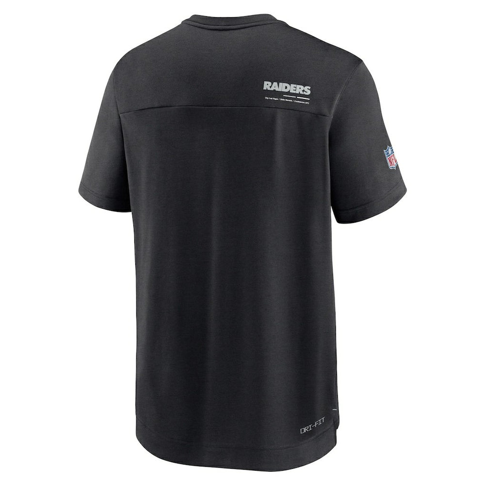 Sideline Coach Chevron Lock Up Logo V-Neck Performance T-Shirt - Las Vegas Raiders