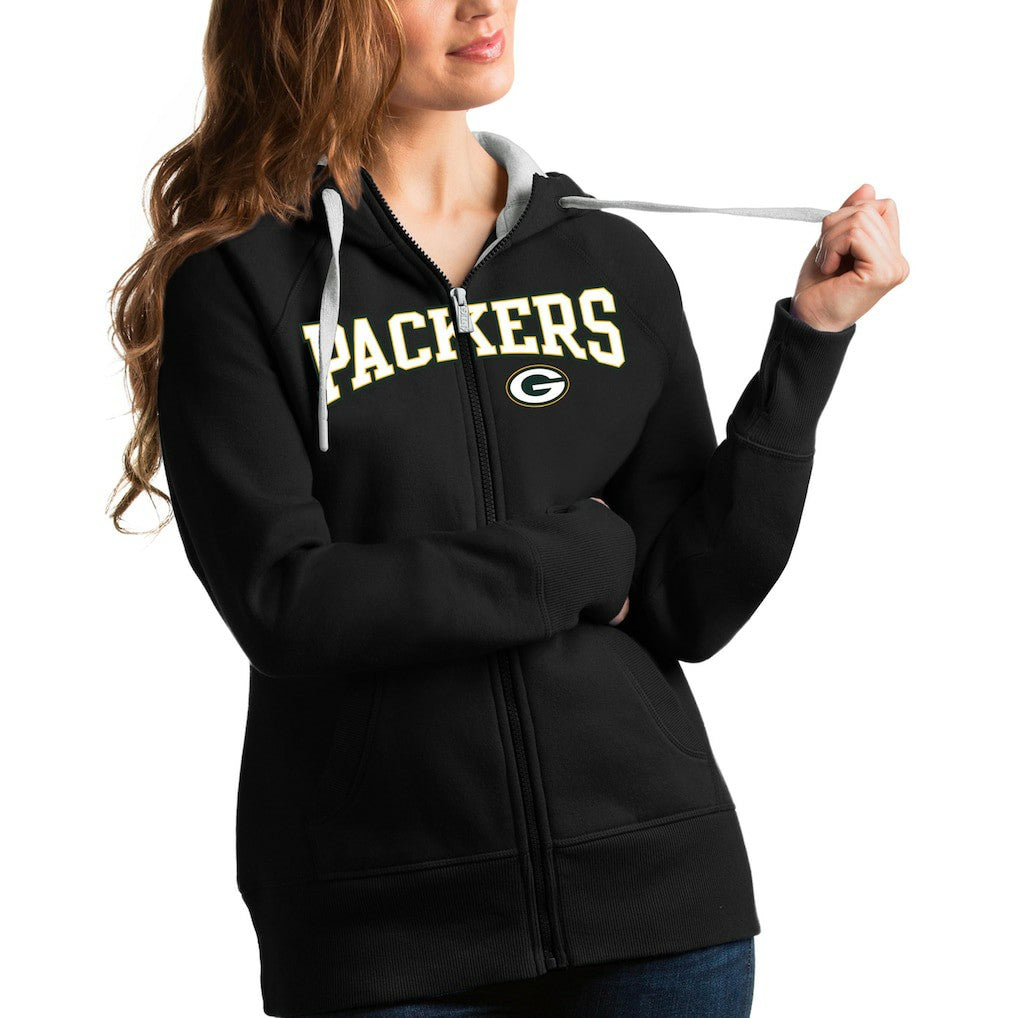 Antigua Women's Wordmark Victory Full-Zip Hoodie - Green Bay Packers