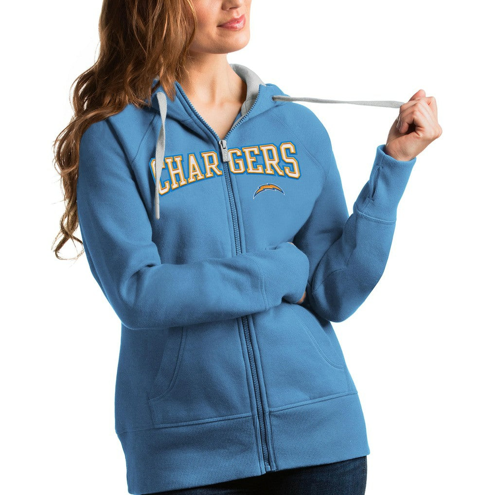 Antigua Women's Wordmark Victory Full-Zip Hoodie - Los Angeles Chargers