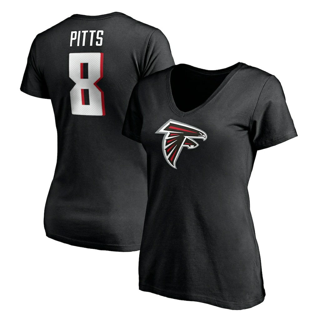 Kyle Pitts  Women's Player Icon Name & Number V-Neck T-Shirt - Atlanta Falcons