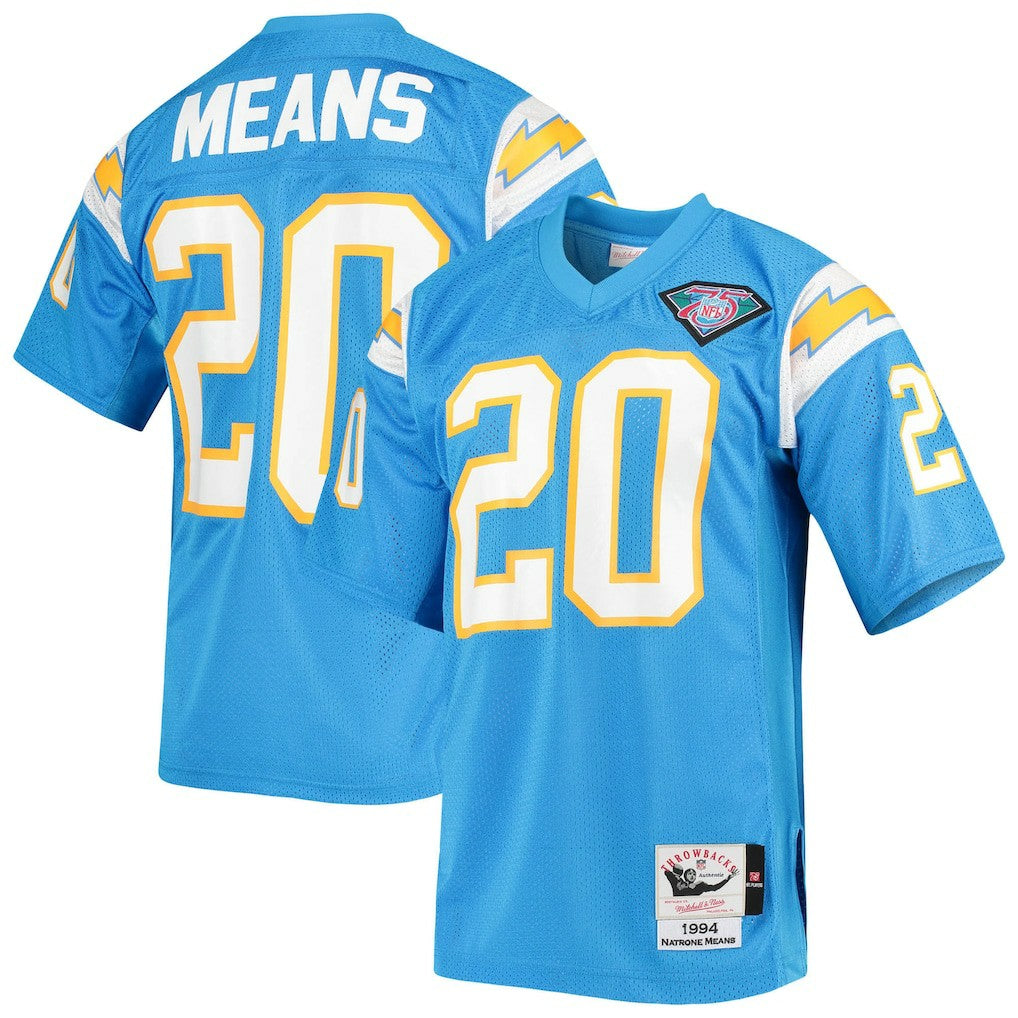 Natrone Means  1994 Authentic Throwback Retired Player Jersey - Los Angeles Chargers