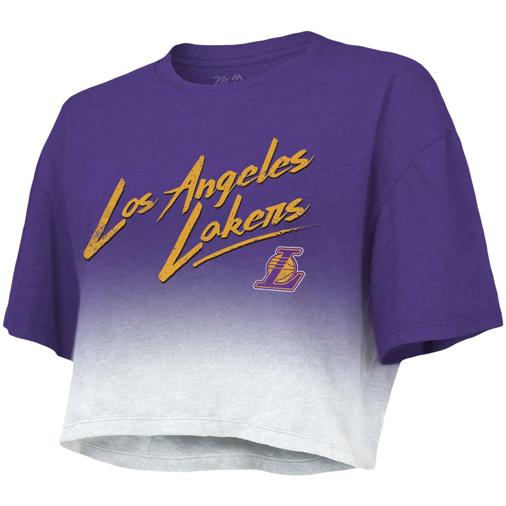 NBA Los Angeles Lakers Majestic Threads Women's Dirty Dribble Tri-Blend Cropped T-Shirt