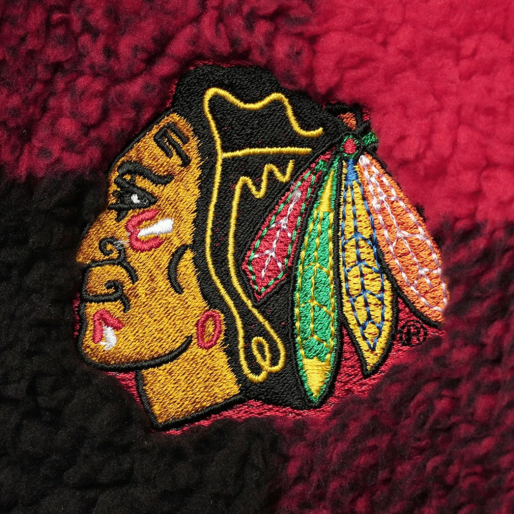 NHL Red/Black Chicago Blackhawks G-III 4Her by Carl Banks Women's Plaid Sherpa Quarter-Zip Jacket