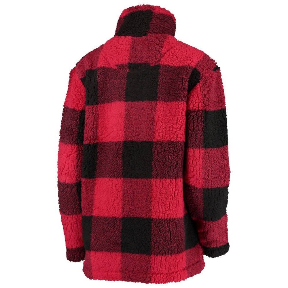 NHL Red/Black Chicago Blackhawks G-III 4Her by Carl Banks Women's Plaid Sherpa Quarter-Zip Jacket