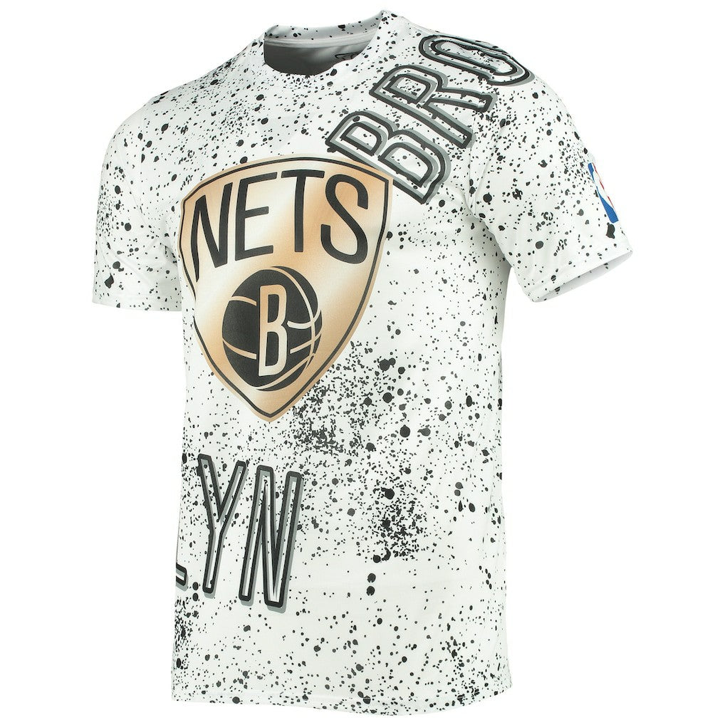 NBA Brooklyn Nets FISLL Gold Foil Splatter Print T-Shirt