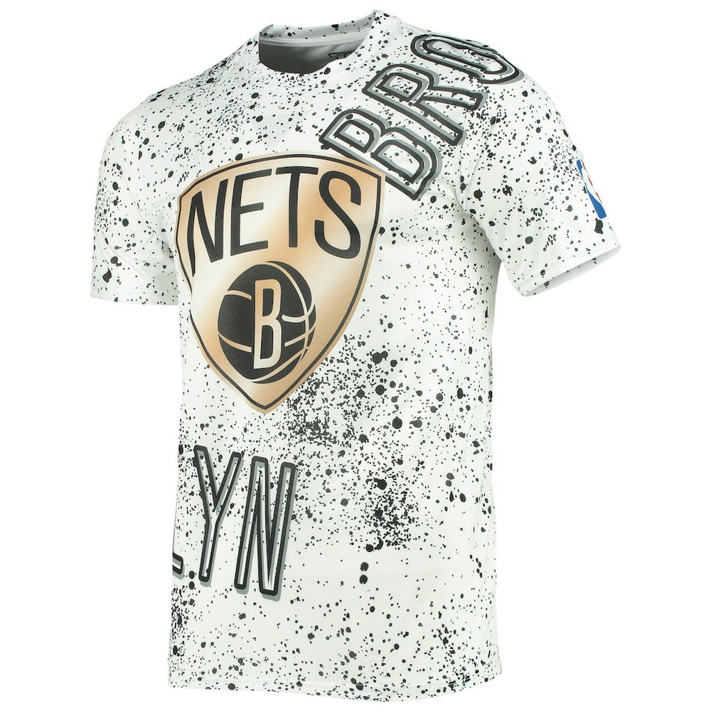 NBA Brooklyn Nets FISLL Gold Foil Splatter Print T-Shirt