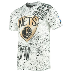 NBA Brooklyn Nets FISLL Gold Foil Splatter Print T-Shirt