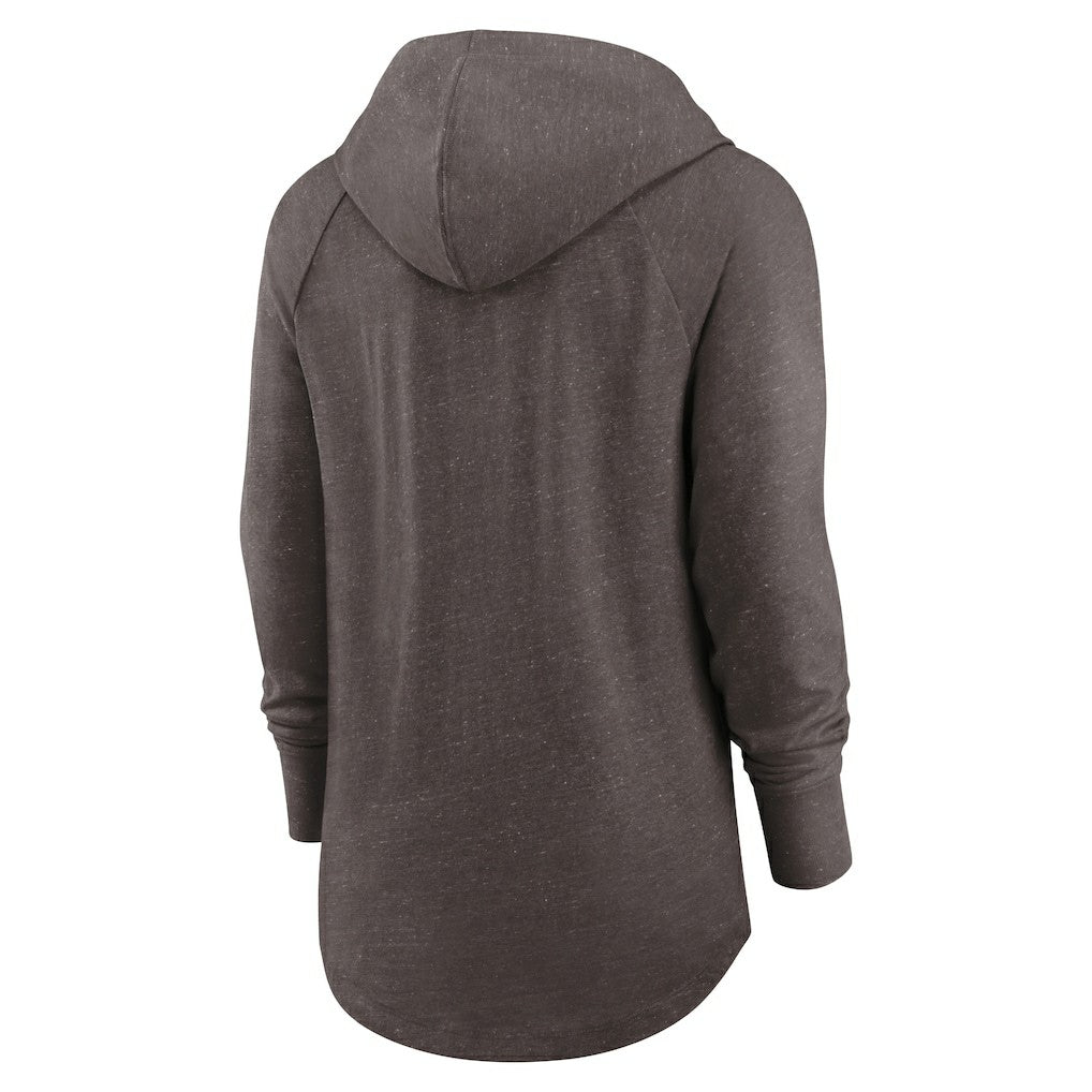 Women's Minimal Statement Lightweight Raglan Funnel Neck Pullover Hoodie - Cleveland Browns