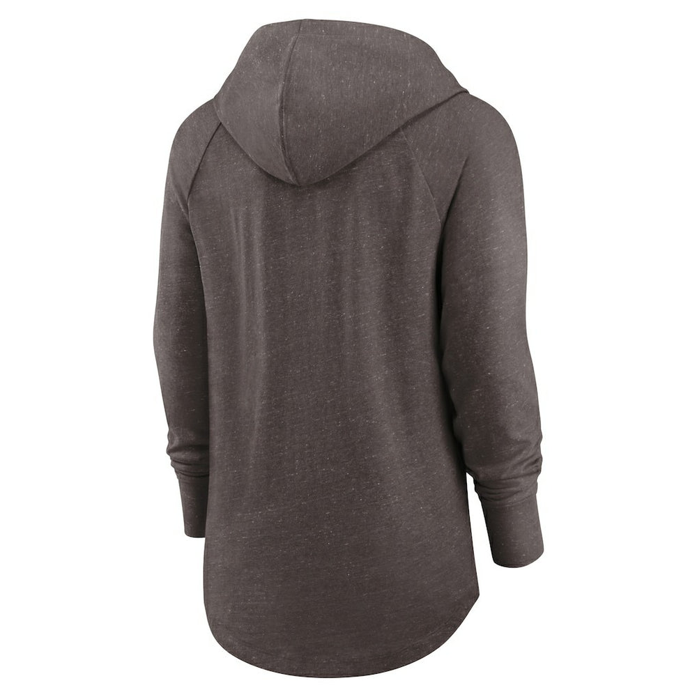 Women's Minimal Statement Lightweight Raglan Funnel Neck Pullover Hoodie - Cleveland Browns