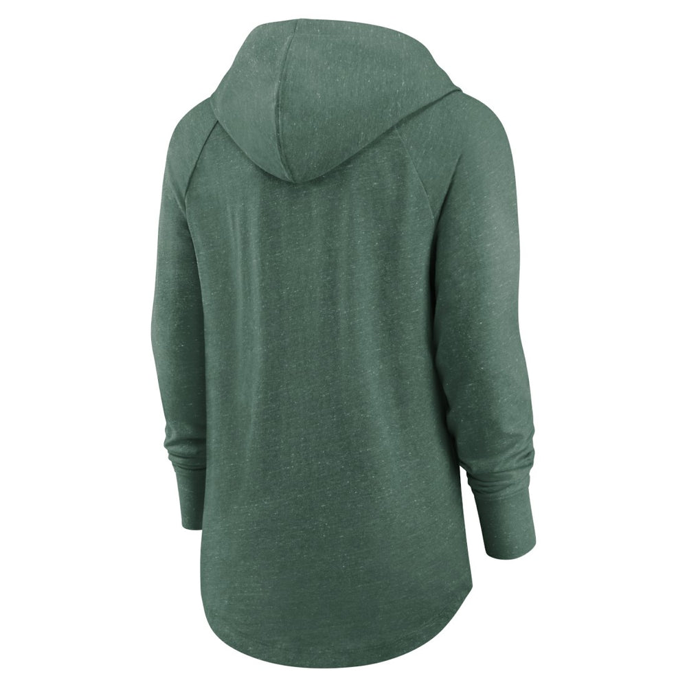 Women's Minimal Statement Lightweight Raglan Funnel Neck Pullover Hoodie - Green Bay Packers