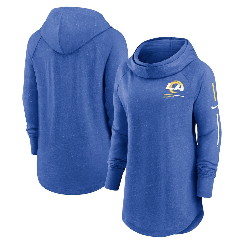 Women's Minimal Statement Lightweight Raglan Funnel Neck Pullover Hoodie - Los Angeles Rams