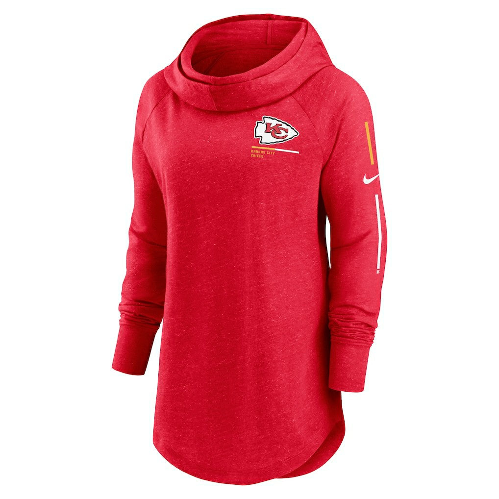 Women's Minimal Statement Lightweight Raglan Funnel Neck Pullover Hoodie - Kansas City Chiefs
