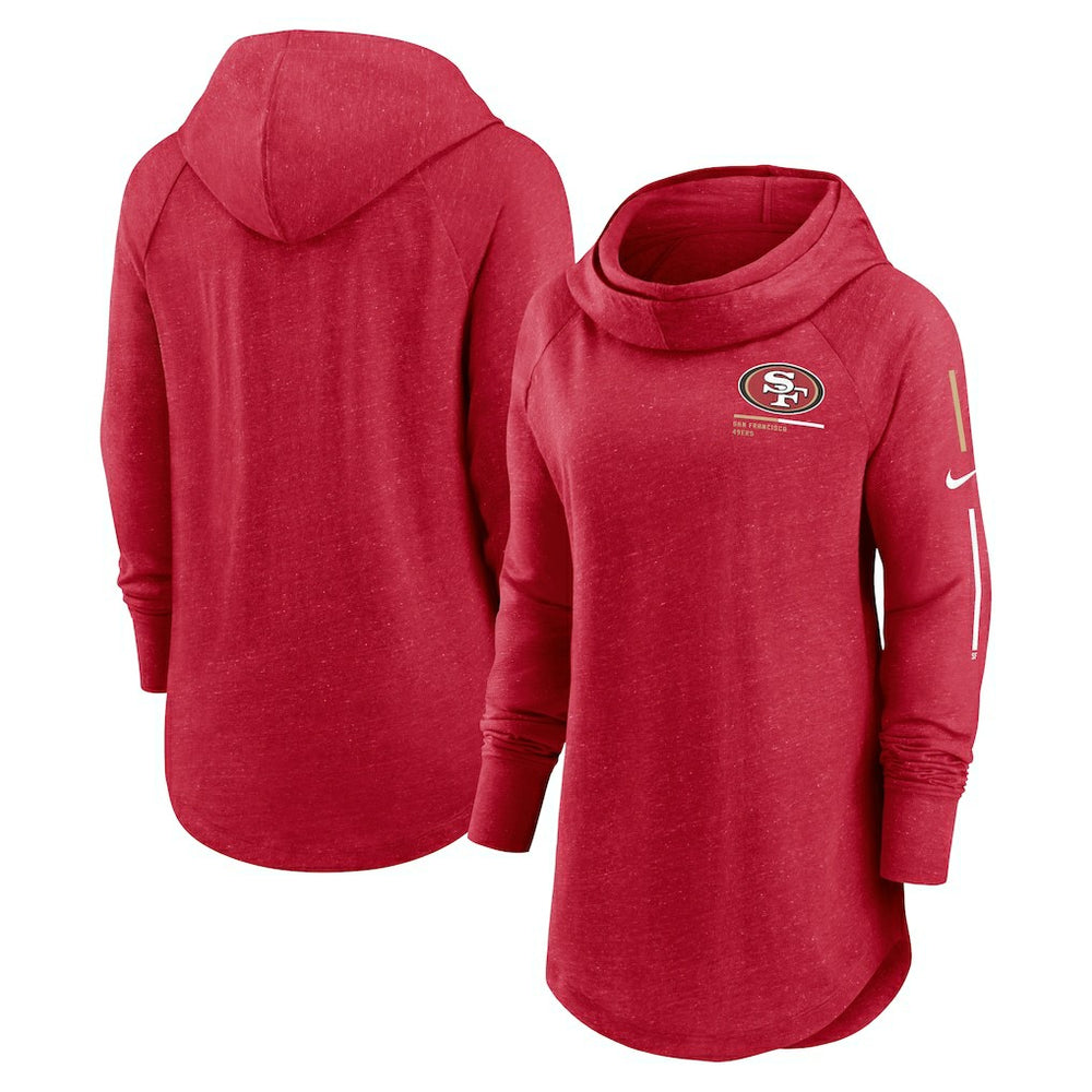 Women's Minimal Statement Lightweight Raglan Funnel Neck Pullover Hoodie - San Francisco 49ers