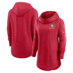 Women's Minimal Statement Lightweight Raglan Funnel Neck Pullover Hoodie - San Francisco 49ers
