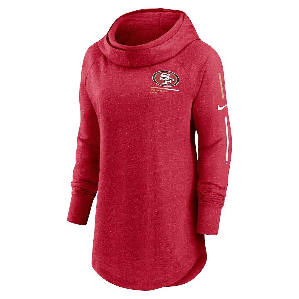 Women's Minimal Statement Lightweight Raglan Funnel Neck Pullover Hoodie - San Francisco 49ers