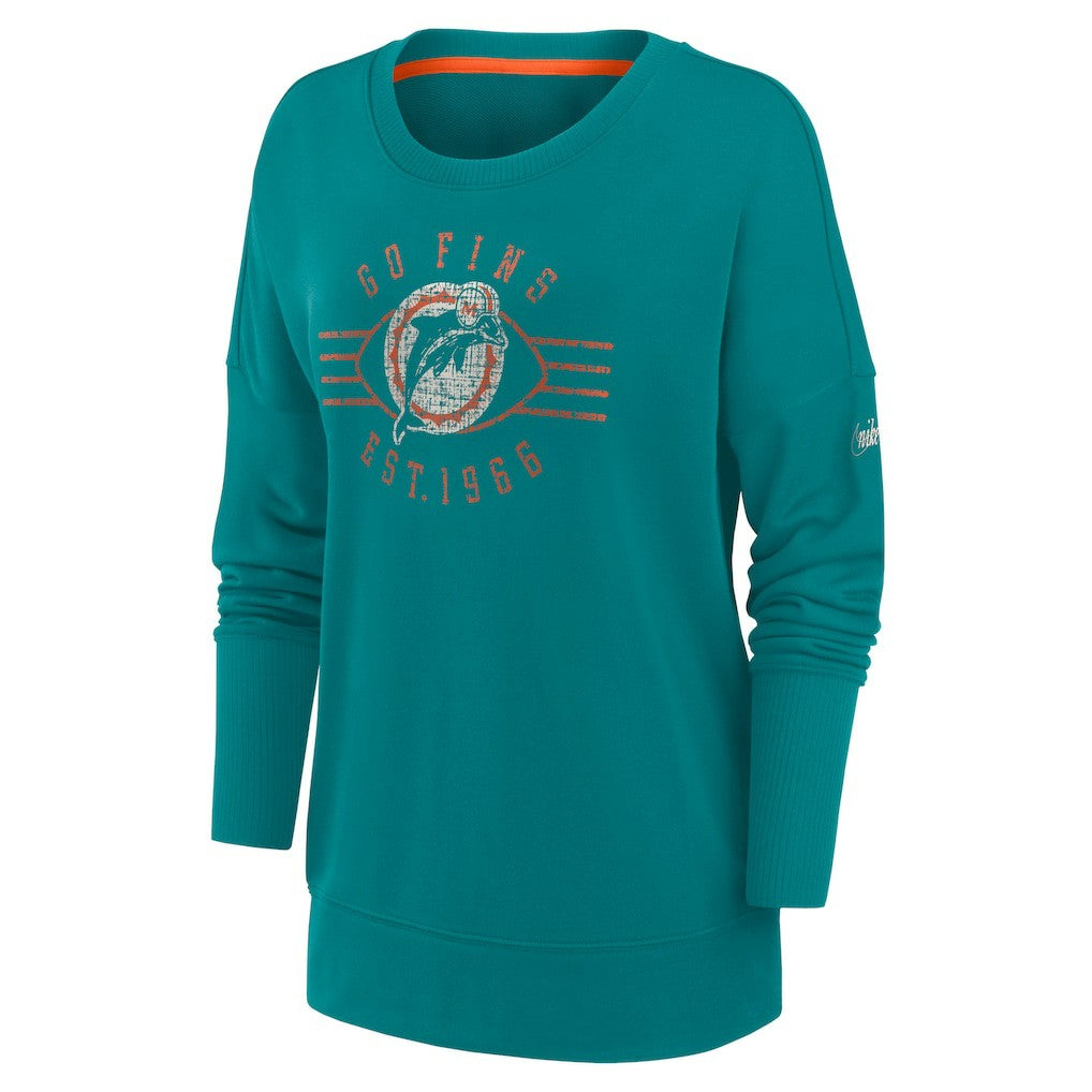 Women's Rewind Playback Icon Performance Pullover Sweatshirt - Miami Dolphins