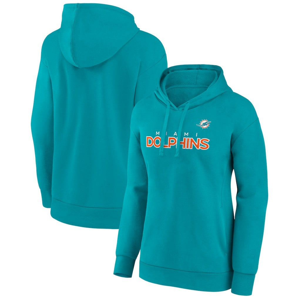 Women's Iconic Cotton Fleece Checklist Pullover Hoodie - Miami Dolphins