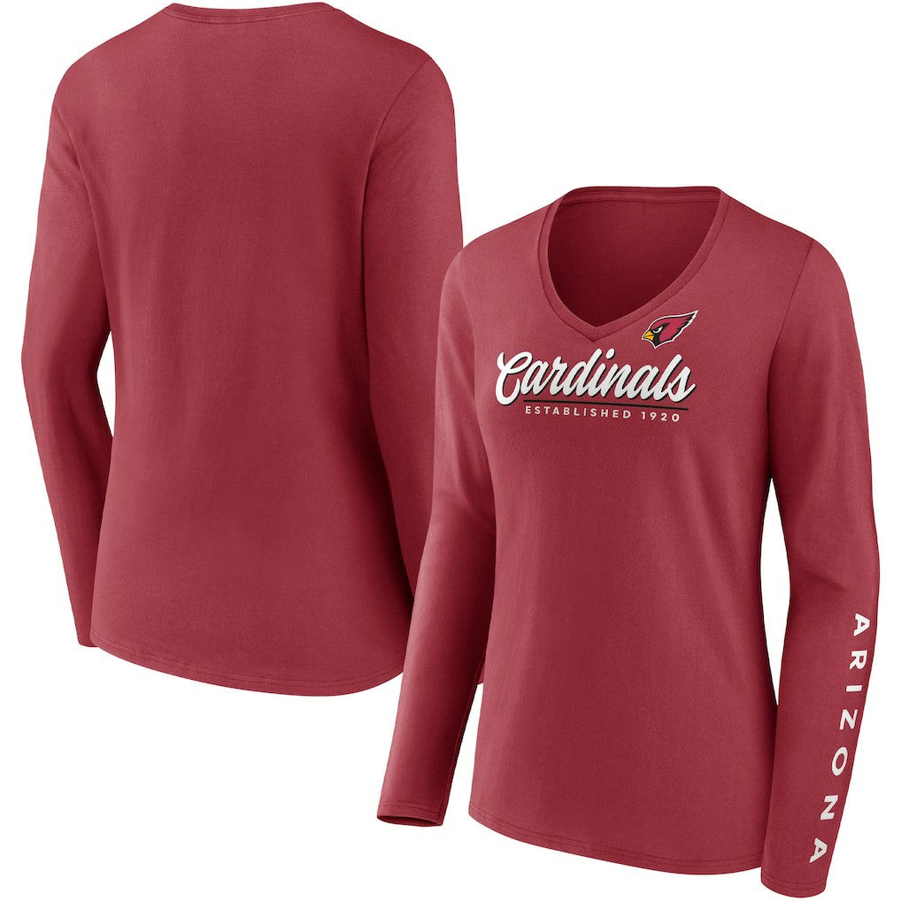 Women's Drive Forward V-Neck Long Sleeve T-Shirt - Arizona Cardinals