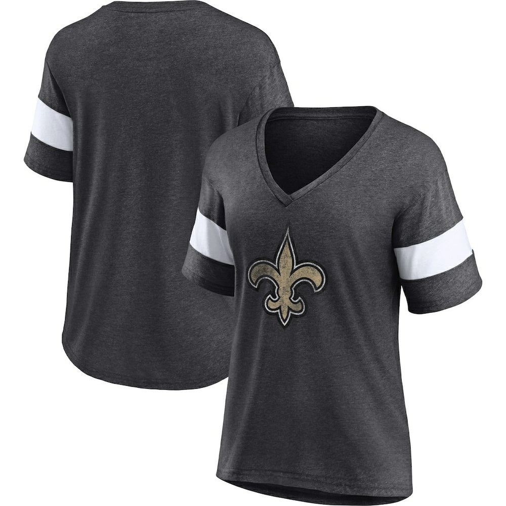 Women's Distressed Team Tri-Blend V-Neck T-Shirt - New Orleans Saints