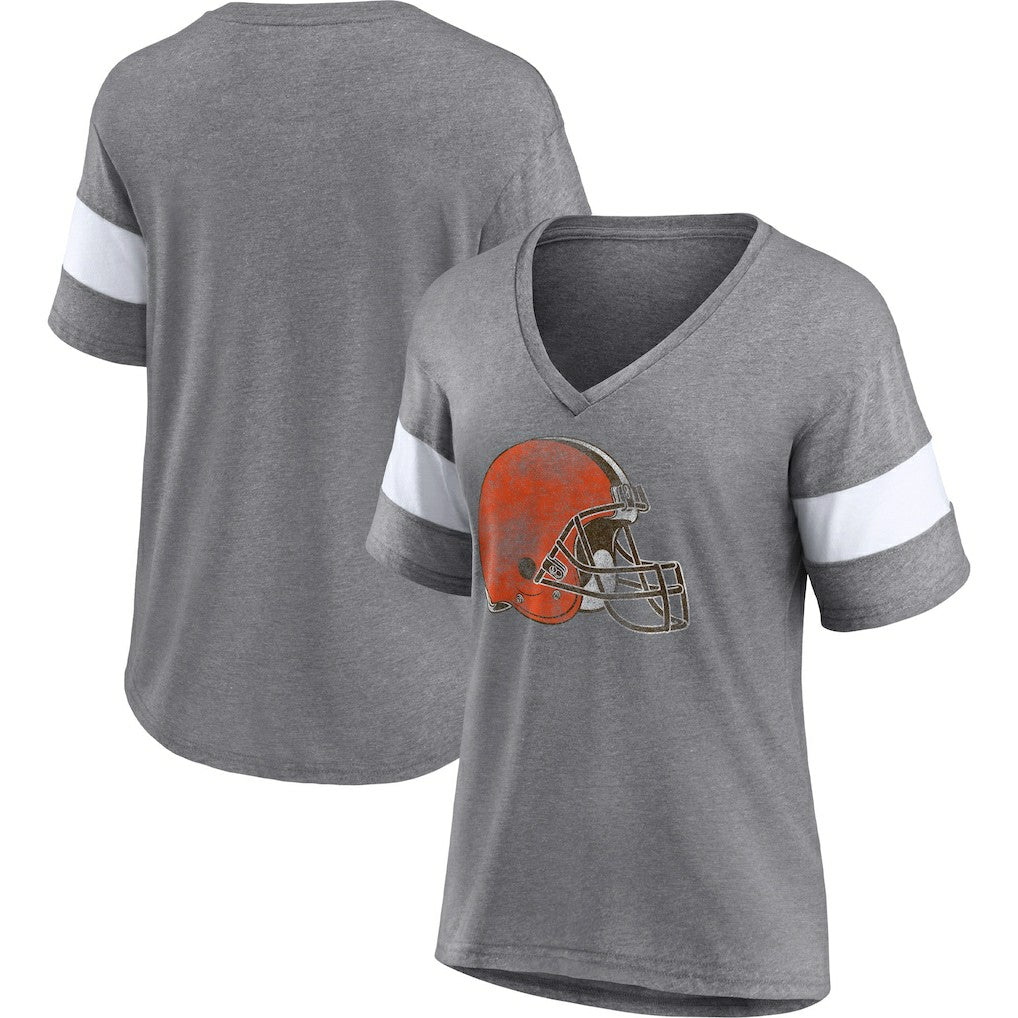 Women's Distressed Team Tri-Blend V-Neck T-Shirt - Cleveland Browns