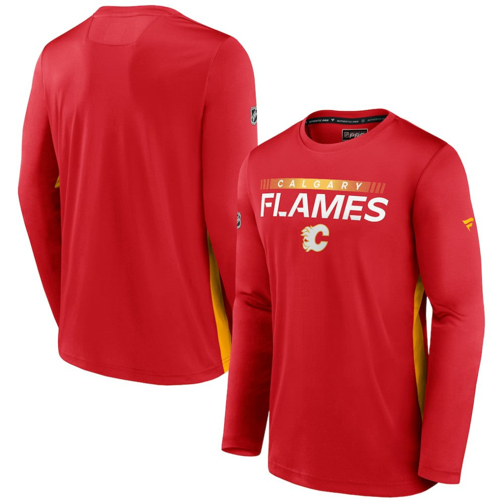 NHL Red Calgary Flames Fanatics Authentic Pro Rink Performance Long Sleeve T-Shirt