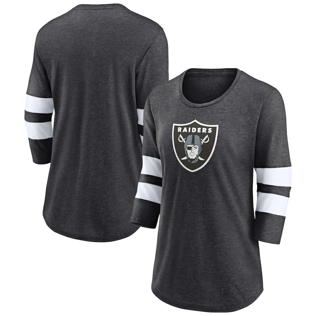 Women's Primary Logo 3/4 Sleeve Scoop Neck T-Shirt - Las Vegas Raiders