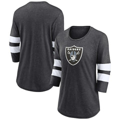 Women's Primary Logo 3/4 Sleeve Scoop Neck T-Shirt - Las Vegas Raiders