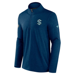 NHL Heather Deep Sea Blue Seattle Kraken Fanatics Authentic Pro Rink Quartet-Zip Jacket