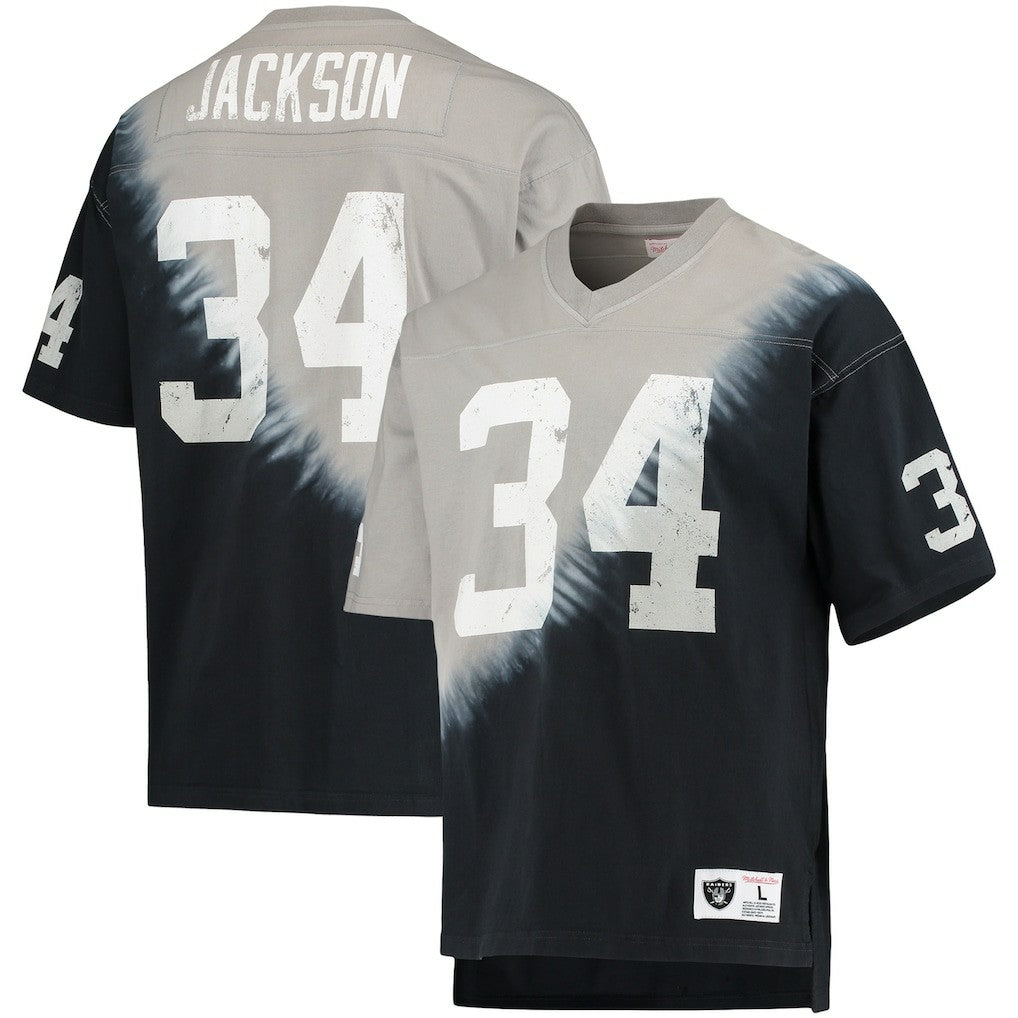 Bo Jackson  Retired Player Name & Number Diagonal Tie-Dye V-Neck T-Shirt - Las Vegas Raiders