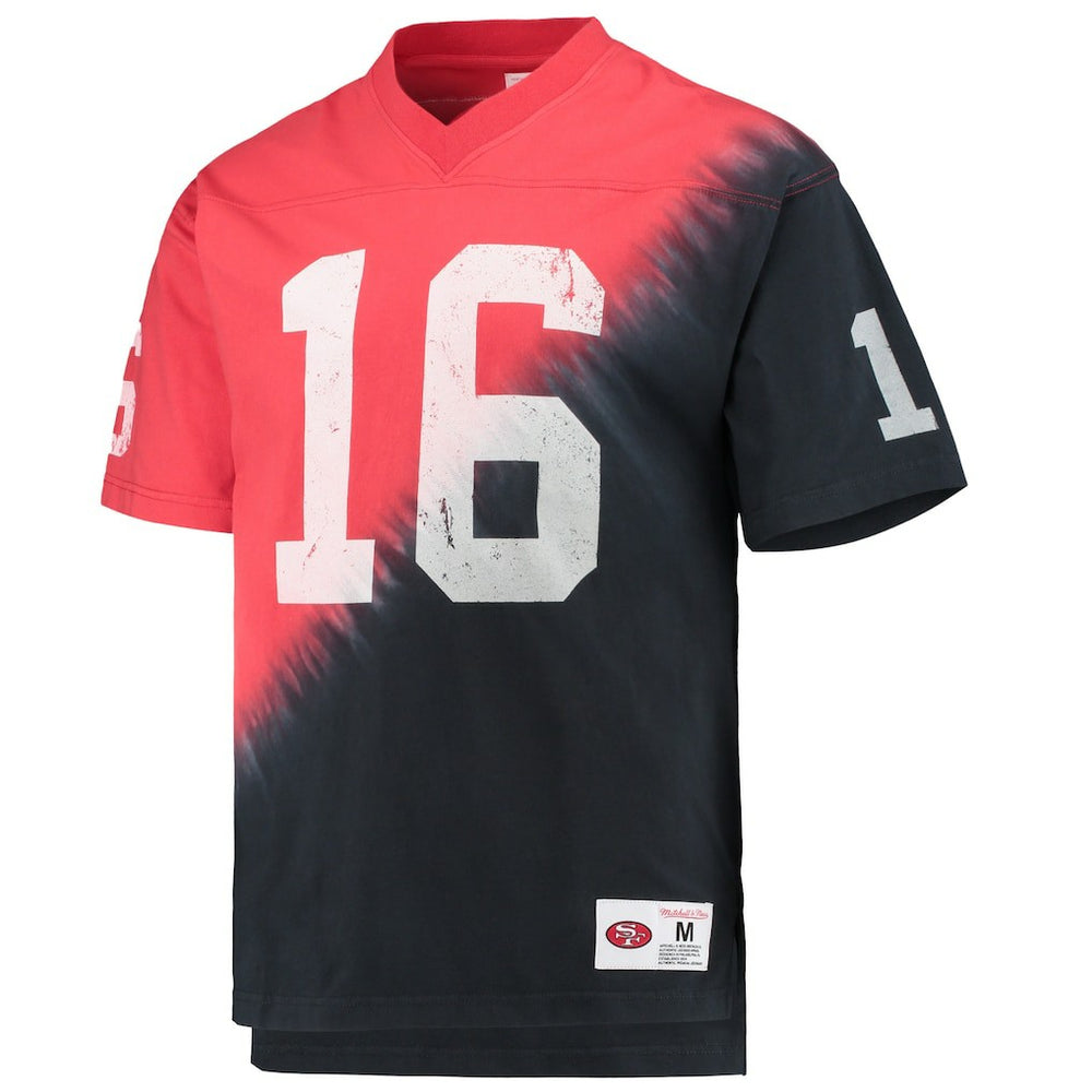Joe Montana  Retired Player Name & Number Diagonal Tie-Dye V-Neck T-Shirt - San Francisco 49ers