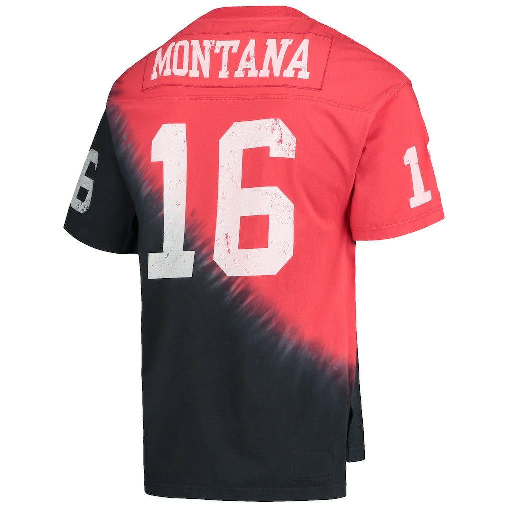 Joe Montana  Retired Player Name & Number Diagonal Tie-Dye V-Neck T-Shirt - San Francisco 49ers