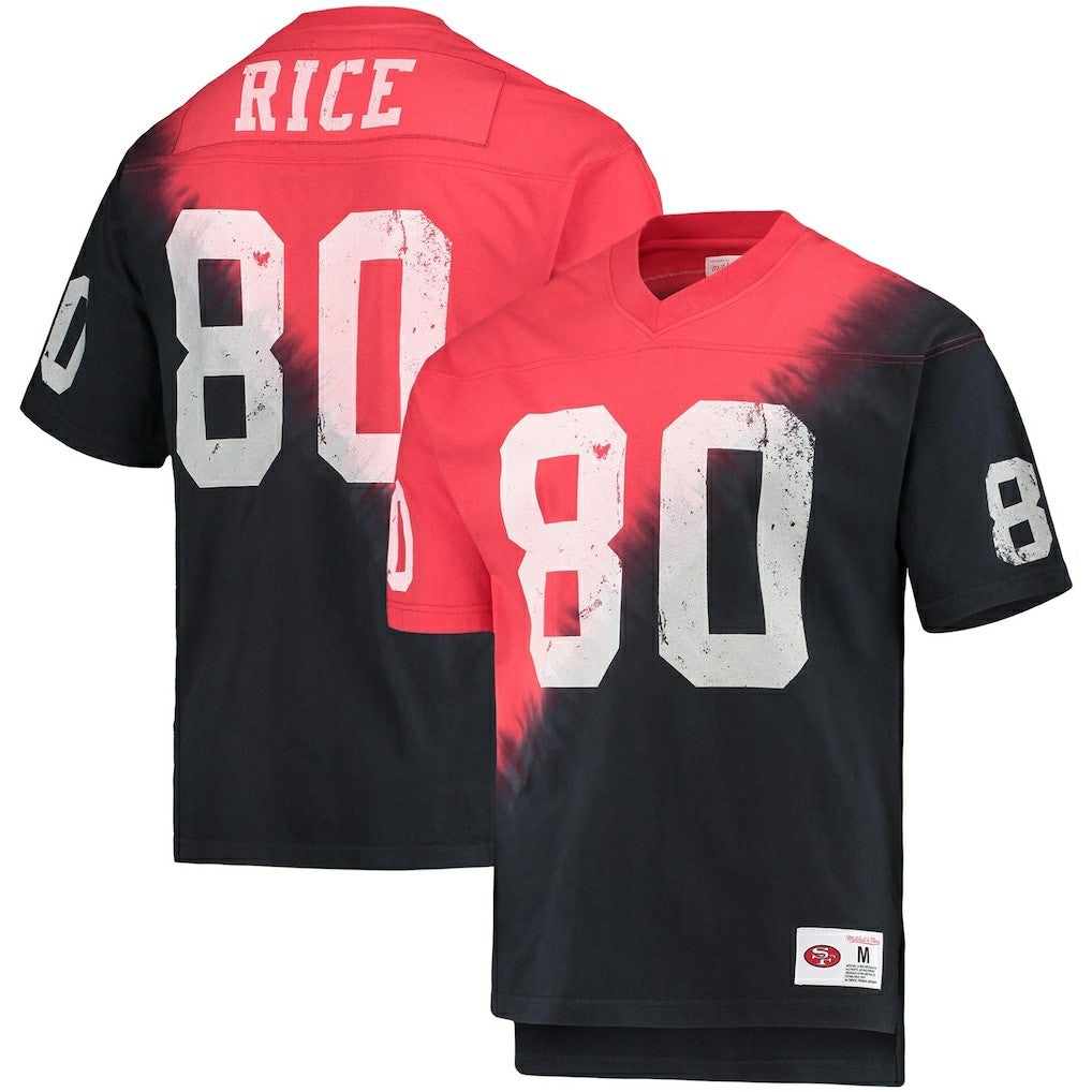 Jerry Rice  Retired Player Name & Number Diagonal Tie-Dye V-Neck T-Shirt - San Francisco 49ers