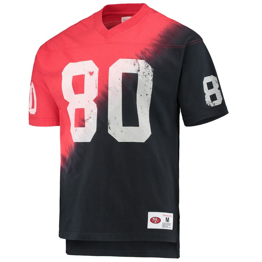 Jerry Rice  Retired Player Name & Number Diagonal Tie-Dye V-Neck T-Shirt - San Francisco 49ers