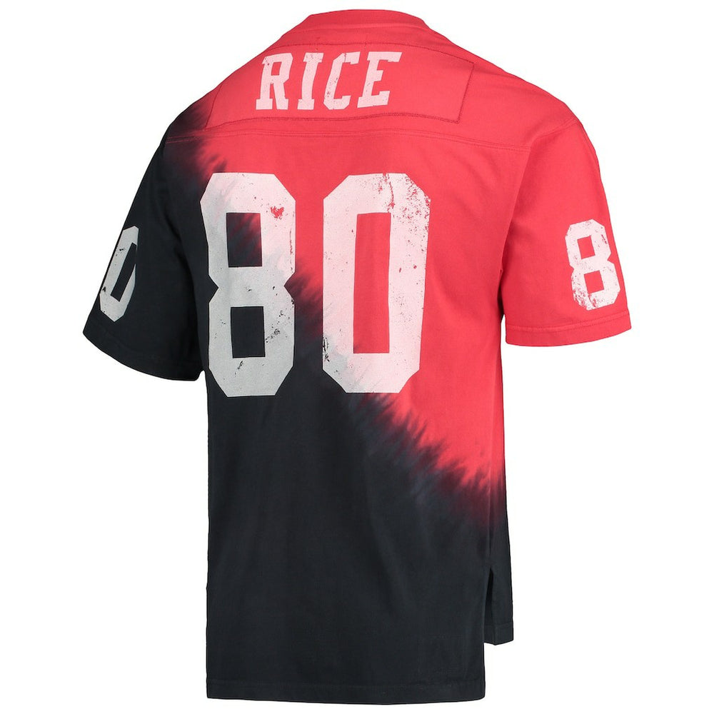 Jerry Rice  Retired Player Name & Number Diagonal Tie-Dye V-Neck T-Shirt - San Francisco 49ers