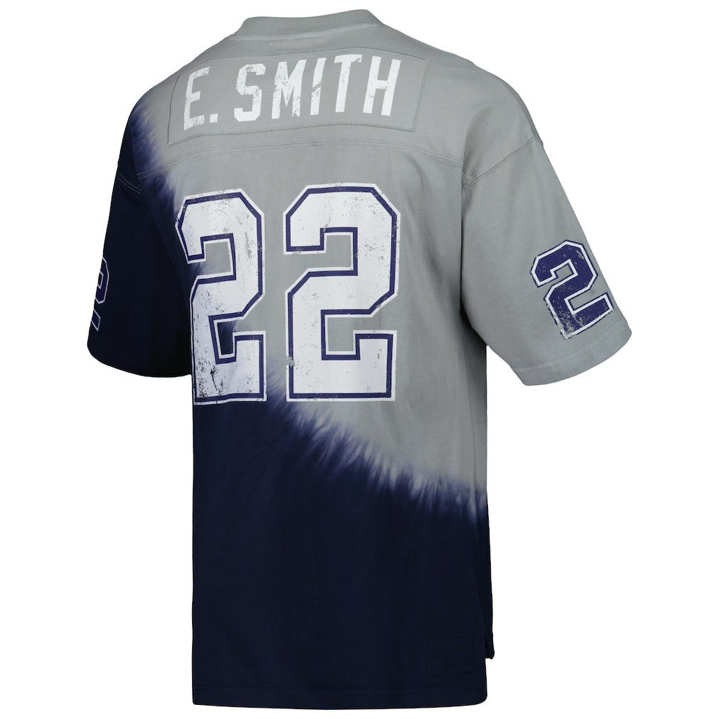 Emmitt Smith  Retired Player Name & Number Diagonal Tie-Dye V-Neck T-Shirt - Dallas Cowboys