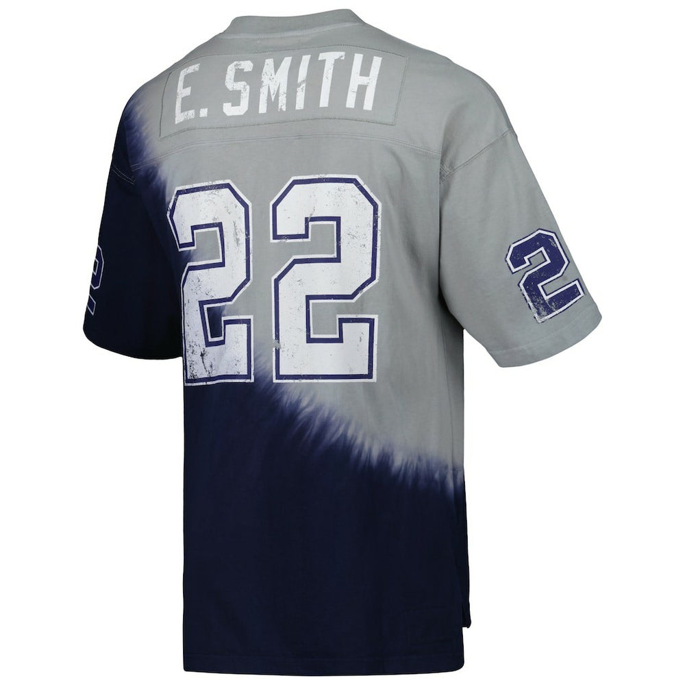 Emmitt Smith  Retired Player Name & Number Diagonal Tie-Dye V-Neck T-Shirt - Dallas Cowboys