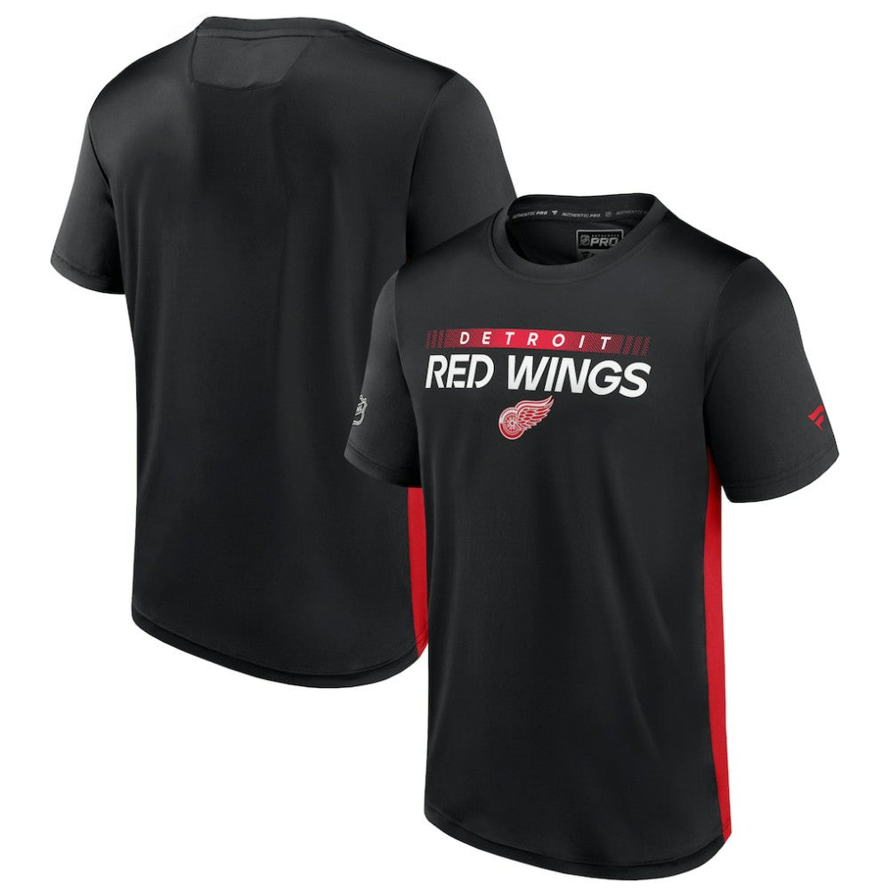 NHL Black/Red Detroit Red Wings Fanatics Authentic Pro Rink Tech T-Shirt