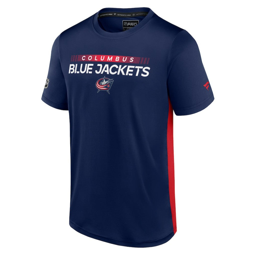 NHL Navy/Red Columbus Blue Jackets Fanatics Authentic Pro Rink Tech T-Shirt