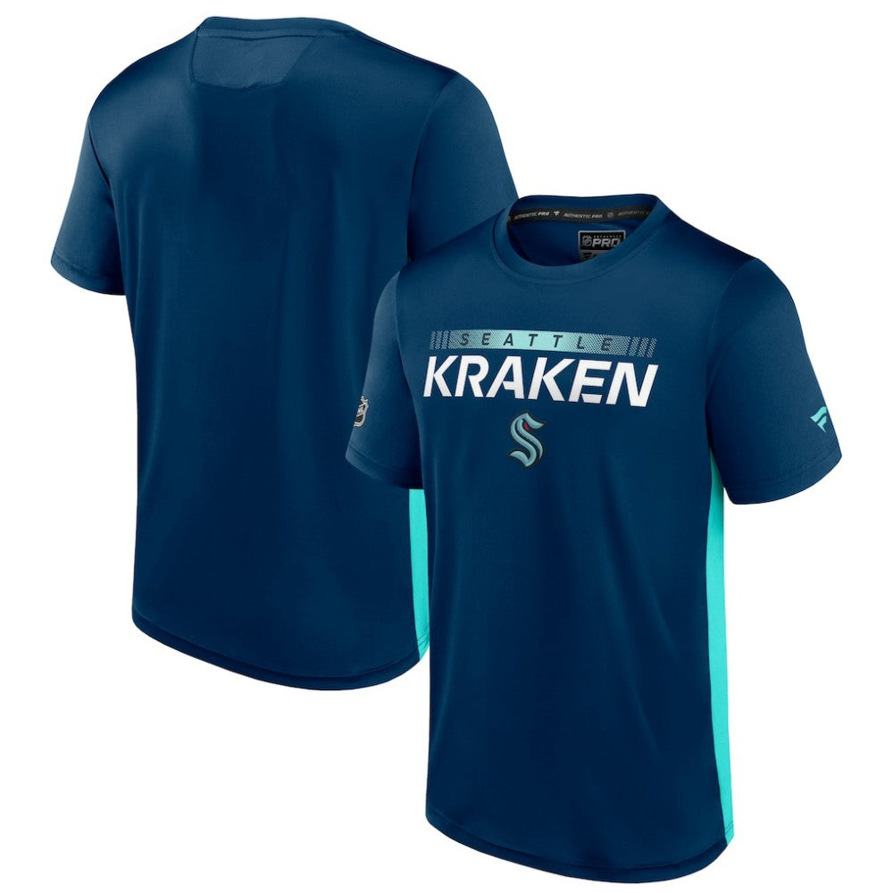 NHL Deep Sea Blue/Light Blue Seattle Kraken Fanatics Authentic Pro Rink Tech T-Shirt