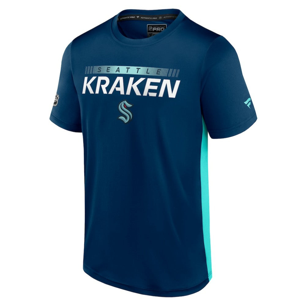 NHL Deep Sea Blue/Light Blue Seattle Kraken Fanatics Authentic Pro Rink Tech T-Shirt