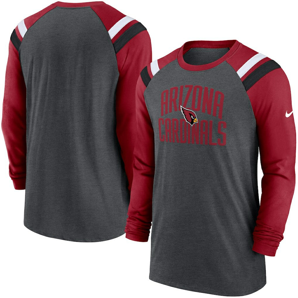 Tri-Blend Raglan Athletic Long Sleeve Fashion T-Shirt - Arizona Cardinals