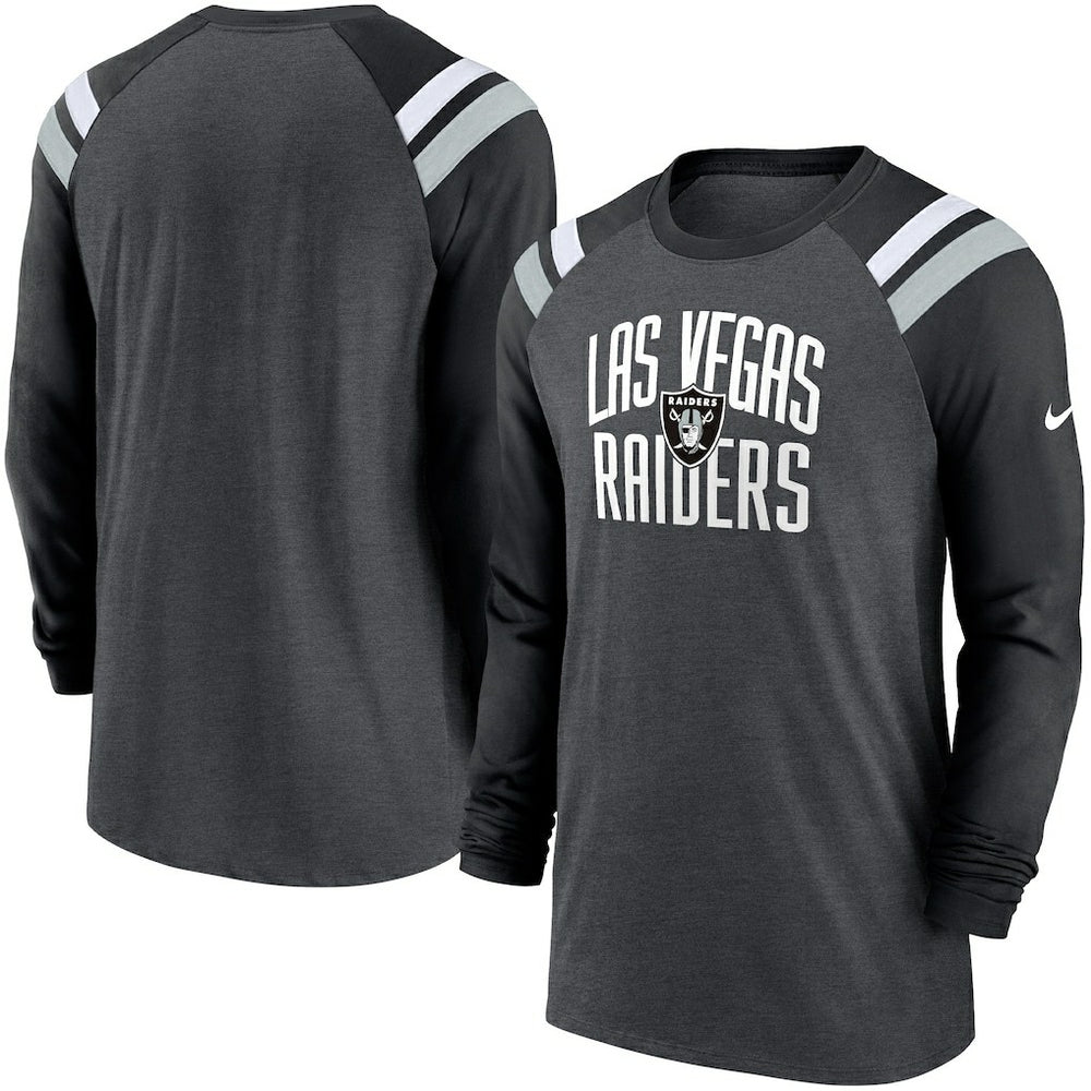 Tri-Blend Raglan Athletic Long Sleeve Fashion T-Shirt - Las Vegas Raiders