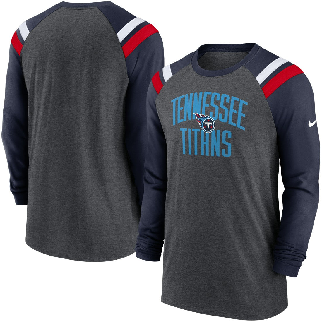 Tri-Blend Raglan Athletic Long Sleeve Fashion T-Shirt - Tennessee Titans