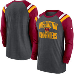 Tri-Blend Raglan Athletic Long Sleeve Fashion T-Shirt - Washington Commanders