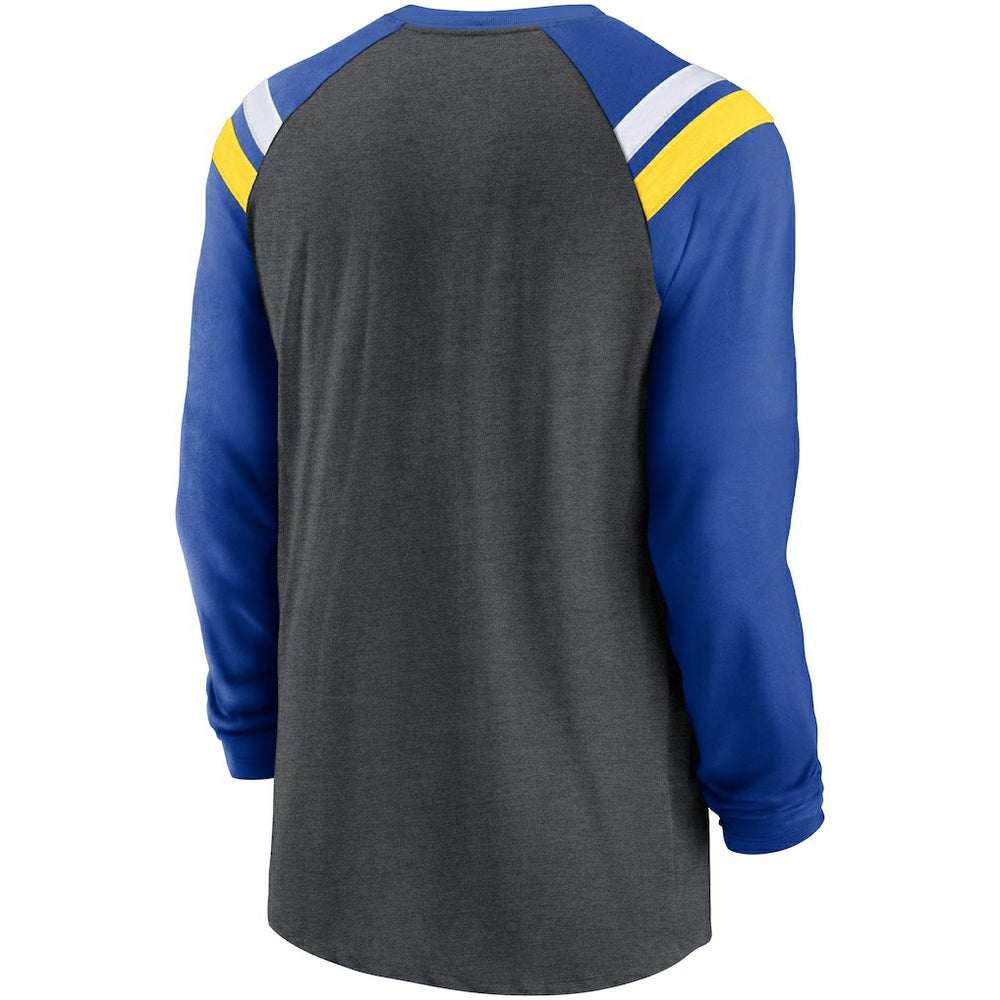 Tri-Blend Raglan Athletic Long Sleeve Fashion T-Shirt - Los Angeles Rams