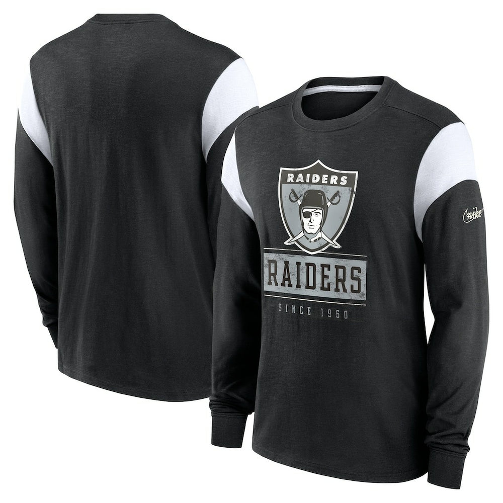 Oakland Raiders Rewind Playback Helmet Long Sleeve T-Shirt - Las Vegas Raiders